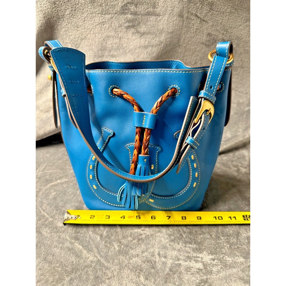 Dooney & Bourke Red Western Horseshoe Leather Drawstring Bag Bucket Cowgirl - Picture 4 of 13